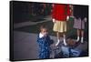 England, Westcliff, Young Boy with 1960's Teenagers-Richard Baker-Framed Stretched Canvas