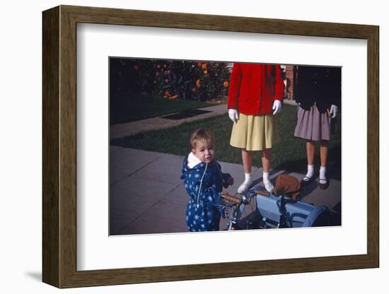 England, Westcliff, Young Boy with 1960's Teenagers-Richard Baker-Framed Photographic Print