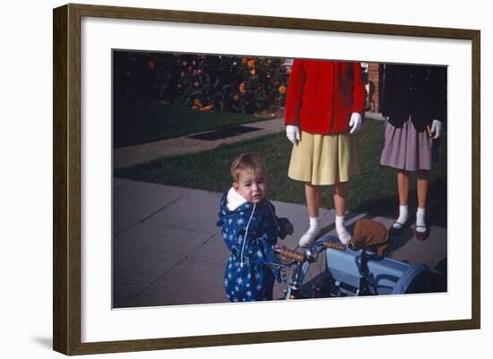 England, Westcliff, Young Boy with 1960's Teenagers-Richard Baker-Framed Photographic Print