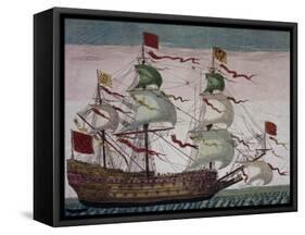 English 74-Gun Royal Ship-null-Framed Stretched Canvas