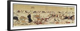 English and French Soldiers Fall Side by Side in Battle, Detail from the Bayeux Tapestry-null-Framed Giclee Print