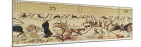 English and French Soldiers Fall Side by Side in Battle, Detail from the Bayeux Tapestry-null-Mounted Giclee Print