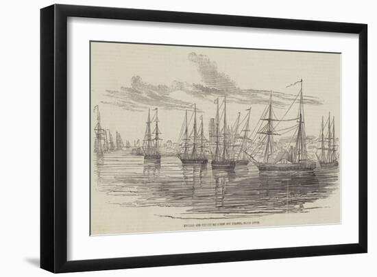 English and French Squadron Off Colonia, Plate River-null-Framed Giclee Print