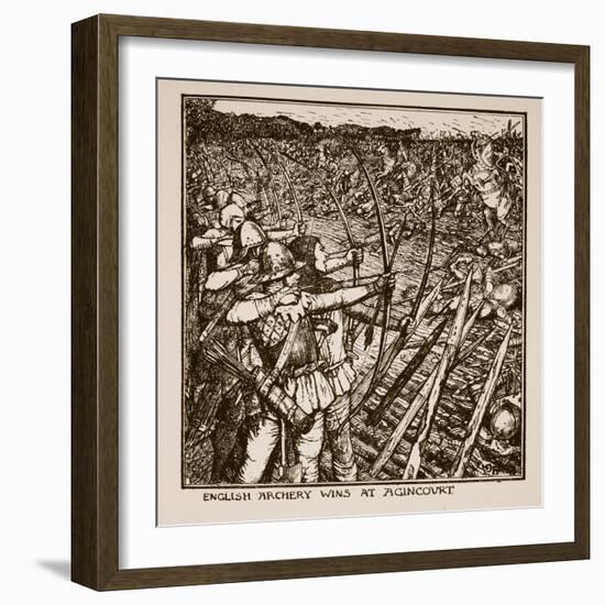 English Archery Wins at Agincourt, Illustration from 'A History of England'-Henry Justice Ford-Framed Giclee Print