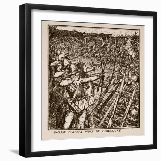 English Archery Wins at Agincourt, Illustration from 'A History of England'-Henry Justice Ford-Framed Giclee Print