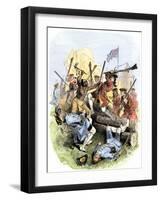 English Army Ambushed Near Lake George, New York, during the French and Indian War, c.1755-null-Framed Giclee Print