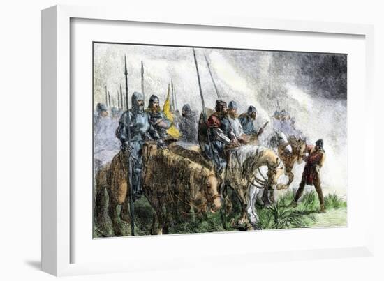 English Army on the Morning of Battle at Agincourt, Hundred Years' War, 1415-null-Framed Giclee Print