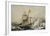 English Barquentine Schooner Rounding Quay, Colour Lithograph by Louis Lebreton, 19th Century-null-Framed Giclee Print