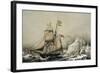 English Barquentine Schooner Rounding Quay, Colour Lithograph by Louis Lebreton, 19th Century-null-Framed Giclee Print