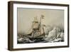 English Barquentine Schooner Rounding Quay, Colour Lithograph by Louis Lebreton, 19th Century-null-Framed Giclee Print