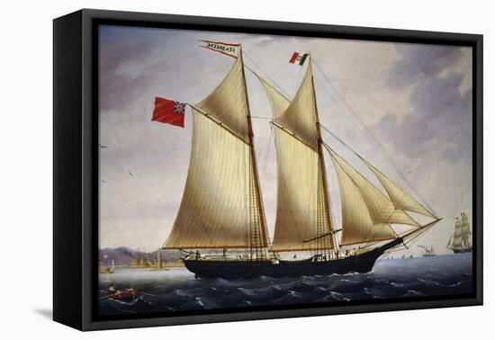 English Barquentine Sea Breeze Leaving Port of Livorno, 1864-null-Framed Stretched Canvas