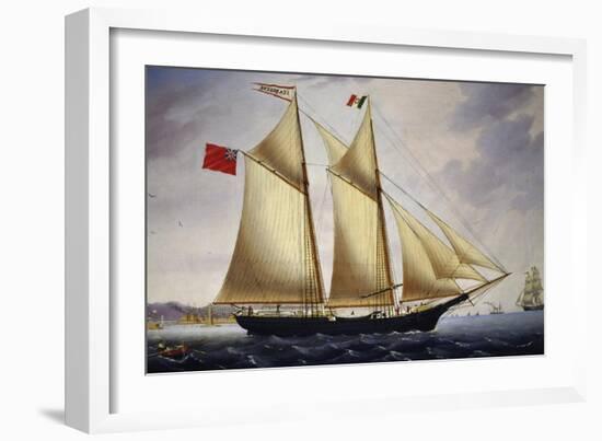 English Barquentine Sea Breeze Leaving Port of Livorno, 1864-null-Framed Giclee Print