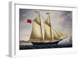 English Barquentine Sea Breeze Leaving Port of Livorno, 1864-null-Framed Giclee Print