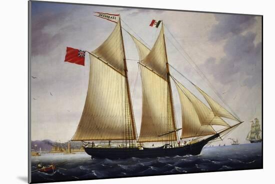 English Barquentine Sea Breeze Leaving Port of Livorno, 1864-null-Mounted Giclee Print