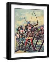 English Bowmen at the Battle of Crecy (Colour Litho)-Peter Jackson-Framed Giclee Print