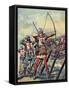 English Bowmen at the Battle of Crecy (Colour Litho)-Peter Jackson-Framed Stretched Canvas