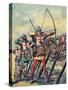 English Bowmen at the Battle of Crecy (Colour Litho)-Peter Jackson-Stretched Canvas