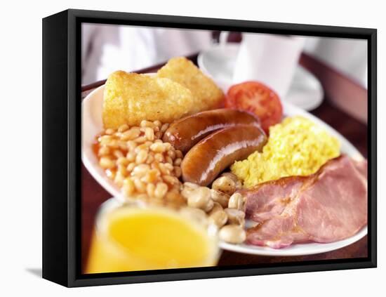 English Breakfast: Bacon, Scrambled Egg, Sausages, Beans Etc.-null-Framed Stretched Canvas