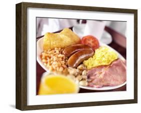 English Breakfast: Bacon, Scrambled Egg, Sausages, Beans Etc.-null-Framed Photographic Print