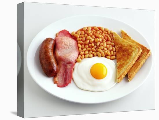 English Breakfast with Fried Egg, Beans, Toast and Sausage-Peter Howard Smith-Stretched Canvas