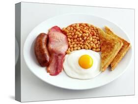 English Breakfast with Fried Egg, Beans, Toast and Sausage-Peter Howard Smith-Stretched Canvas