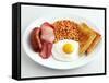 English Breakfast with Fried Egg, Beans, Toast and Sausage-Peter Howard Smith-Framed Stretched Canvas