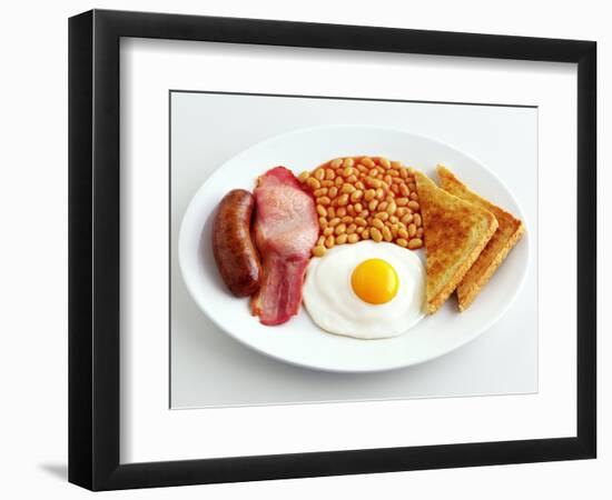 English Breakfast with Fried Egg, Beans, Toast and Sausage-Peter Howard Smith-Framed Photographic Print