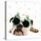 English Bulldog Lying Down Wearing Christmas Glasses-null-Stretched Canvas