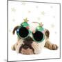 English Bulldog Lying Down Wearing Christmas Glasses-null-Mounted Photographic Print