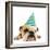 English Bulldog Lying Down Wearing Party Hat-null-Framed Photographic Print