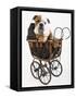 English Bulldog Puppy in a Baby Carriage-Peter M. Fisher-Framed Stretched Canvas