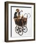 English Bulldog Puppy in a Baby Carriage-Peter M. Fisher-Framed Photographic Print
