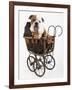 English Bulldog Puppy in a Baby Carriage-Peter M. Fisher-Framed Photographic Print