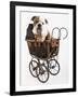 English Bulldog Puppy in a Baby Carriage-Peter M. Fisher-Framed Photographic Print