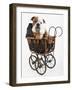 English Bulldog Puppy in a Baby Carriage-Peter M. Fisher-Framed Photographic Print