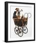 English Bulldog Puppy in a Baby Carriage-Peter M. Fisher-Framed Photographic Print