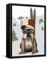 English Bulldog, Skiing-Fab Funky-Framed Stretched Canvas