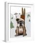 English Bulldog, Skiing-Fab Funky-Framed Art Print