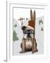 English Bulldog, Skiing-Fab Funky-Framed Art Print