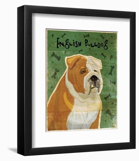 English Bulldog (tan and white)-John W^ Golden-Framed Art Print