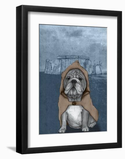 English Bulldog with Stonehenge-Barruf-Framed Art Print