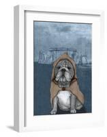 English Bulldog with Stonehenge-Barruf-Framed Art Print