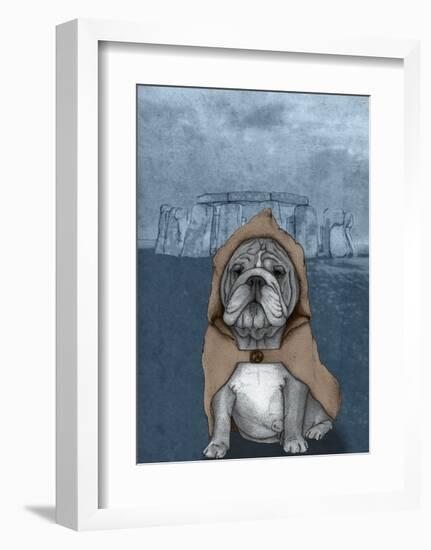 English Bulldog with Stonehenge-Barruf-Framed Art Print