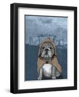 English Bulldog with Stonehenge-Barruf-Framed Art Print