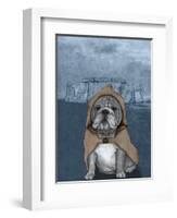 English Bulldog with Stonehenge-Barruf-Framed Art Print