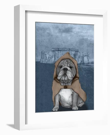 English Bulldog with Stonehenge-Barruf-Framed Art Print