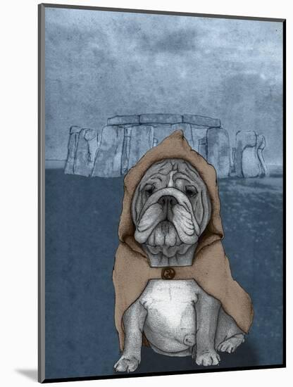 English Bulldog with Stonehenge-Barruf-Mounted Art Print