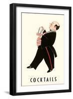 English Butler with Martini Shaker-null-Framed Art Print