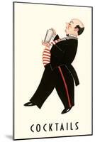 English Butler with Martini Shaker-null-Mounted Art Print