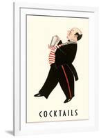 English Butler with Martini Shaker-null-Framed Art Print